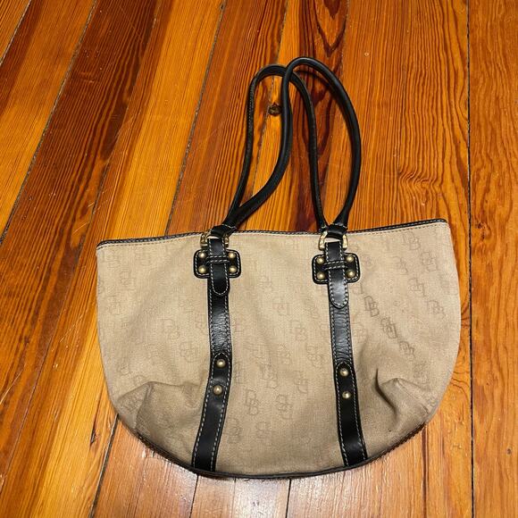 Douney & Bourke beige black gold purse shoulder bag leather luxury - Picture 1 of 10